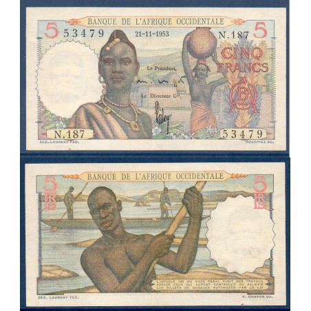 AOF Pick 36a, SPL Billet de banque de 5 Francs 21.11.1953