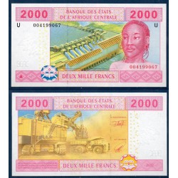Afrique Centrale Pick 208Ua pour le Cameroun, Billet de banque de 2000 Francs CFA 2002