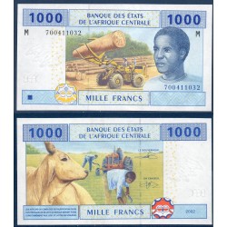Afrique Centrale Pick 307Mc pour le Centrafrique, Billet de banque de 1000 Francs CFA 2002