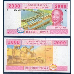Afrique Centrale Pick 308Mc pour le Centrafrique, Billet de banque de 2000 Francs CFA 2002