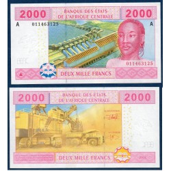 Afrique Centrale Pick 408Aa pour le Gabon, Billet de banque de 2000 Francs CFA 2002