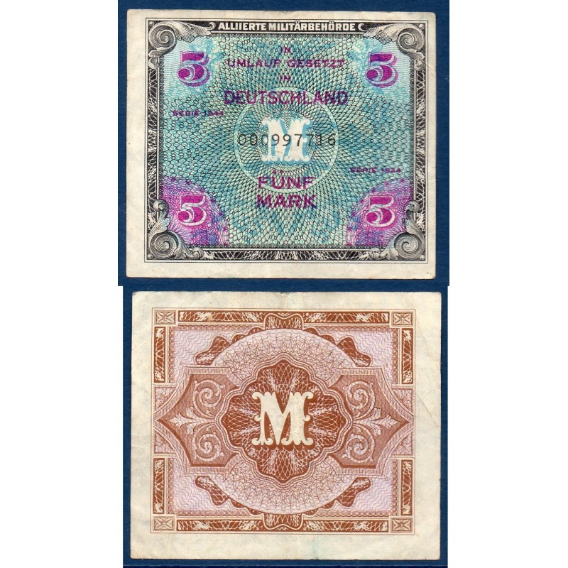 Allemagne Pick N°193a, TTB Billet de banque de 5 Mark 1944