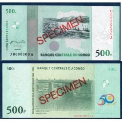 Congo Pick N°100s, specimen Billet de banque de 500 Francs 2010