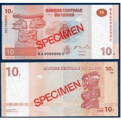 Congo Pick N°93s, Specimen Billet de banque de 10 Francs 2003