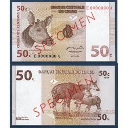 Congo Pick N°84As, Specimen Billet de banque de 50 centimes 1997