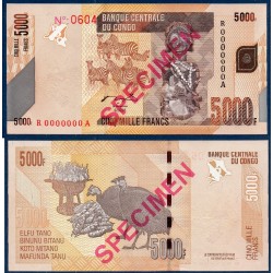 Congo Pick N°102s, Specimen Billet de banque de 5000 Francs 2005