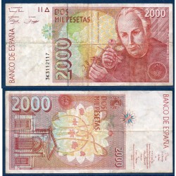 Espagne Pick N°164, TB Billet de banque de 2000 pesetas 1992