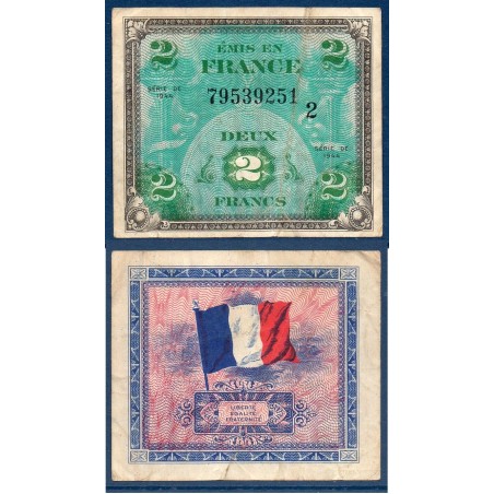 2 Francs Drapeau TB+ 1944 série 2 Billet du trésor Central