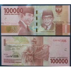 Indonésie Pick N°160e, Neuf Billet de banque de 100000 Rupiah 2020