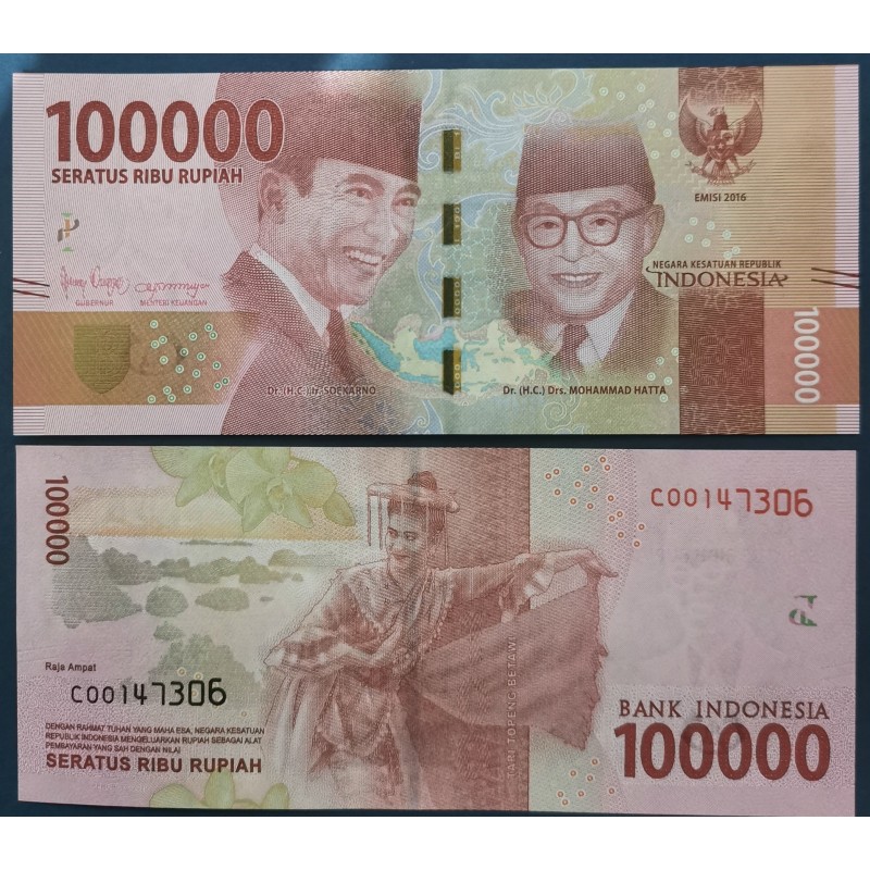 Indonésie Pick N°160e, Neuf Billet de banque de 100000 Rupiah 2020