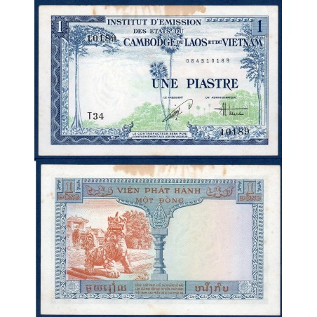 Indochine Pick N°105, TTB tache Billet de banque de 1 piastre 1954