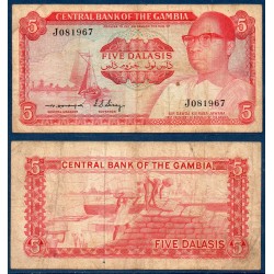 Gambie Pick N°5b, B Billet de banque de 5 Dalasis 1972-1986