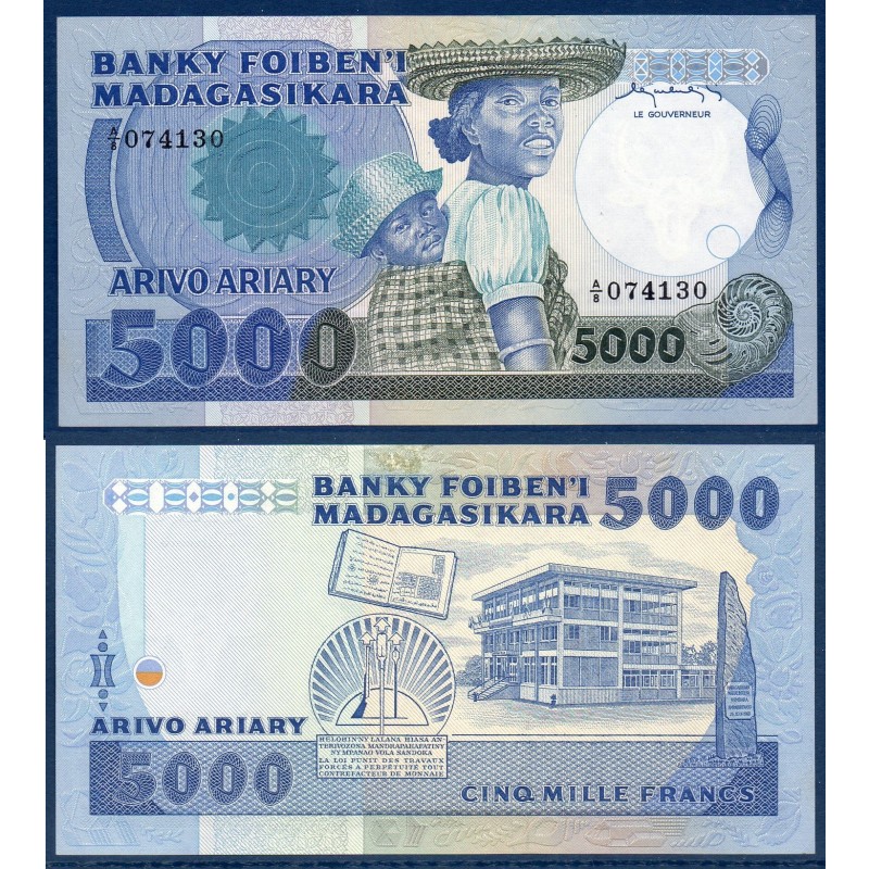 Madagascar Pick N°69a, Neuf Billet de banque de 5000 Francs - 1000 ariary 1983-1987