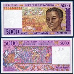 Madagascar Pick N°78a, neuf Billet de banque de 5000 Francs : 1000 ariary 1995
