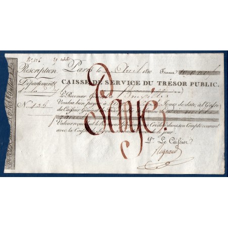 10000 francs mandat departement Dyle 2 avril 1810 TTB+ Tresor public