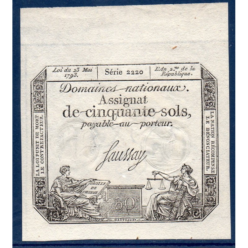 Assignat 50 sols 23.05.1793 Neuf signature Saussay