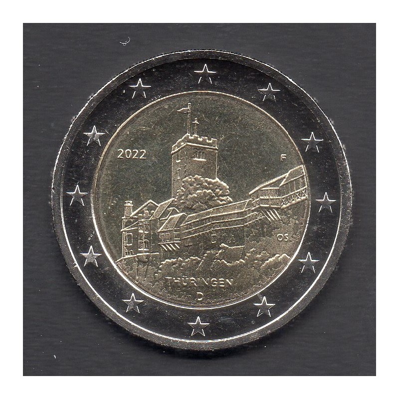 2 euro commémorative Allemagne 2022 chateau de wartburg Thuringe piece de monnaie €