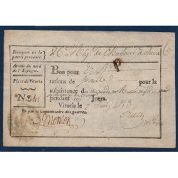 Bon pour 10 rations de Paille, armée du nord de l'Espagne, Sup, 7 juin 1813