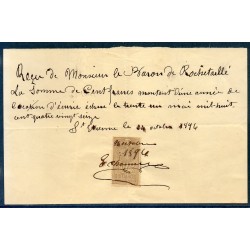 Quittance de Loyer d'une écurie, au baron de Rochetaillée du 24.10.1896 pour 100 francs