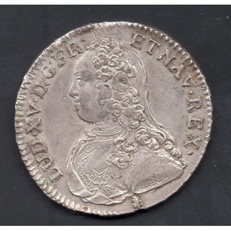 1/2 Ecu aux branches d'olivier 1729 O Riom Louis XV pièce de monnaie royale