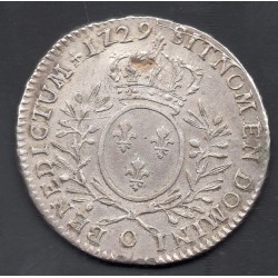 1/2 Ecu aux branches d'olivier 1729 O Riom Louis XV pièce de monnaie royale