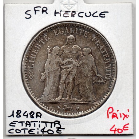 5 francs Hercule 1848 A Paris TTB, France pièce de monnaie