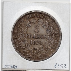 5 francs Cérès avec légende 1870 A TTB+, France pièce de monnaie
