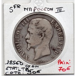 5 francs Napoléon III 1856 D Lyon TB-, France pièce de monnaie