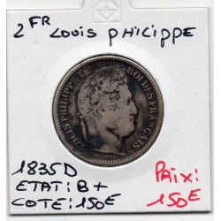 2 Francs Louis Philippe 1835 D Lyon B+, France pièce de monnaie