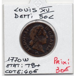 Demi Sol a la vieille tête 1770 w Lille Louis XV pièce de monnaie royale