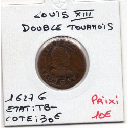 Double Tounois 1627 G Poitier Louis XIII pièce de monnaie royale
