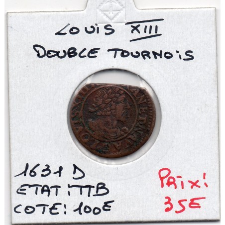 Double Tounois 1631D Lyon Louis XIII pièce de monnaie royale