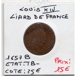 Liard de France 1657 B Acquigny Louis XIV monnaie royale