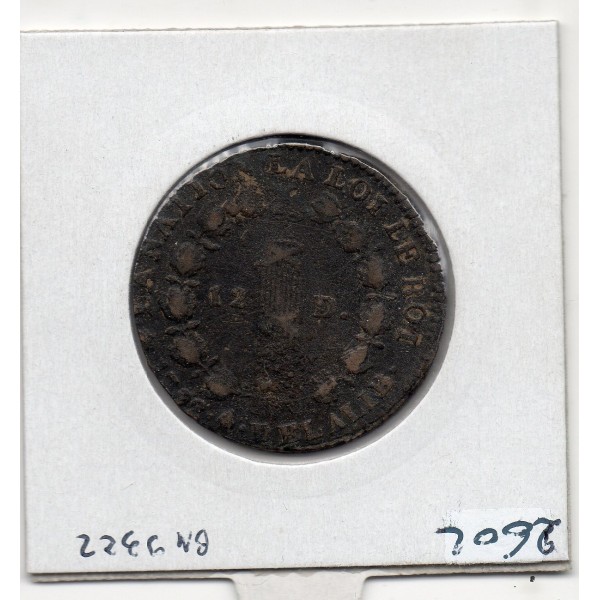 12 denier Constitution Louis XVI 1792 D. Dijon TB, France pièce de monnaie