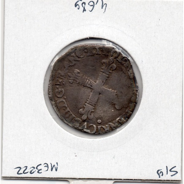 1/8 ou huitième d'Ecu Croix de Face Nantes Henri III  (1586 T) pièce de monnaie royale
