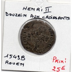 Douzain aux croissant Rouen Henri II  (1549 B) pièce de monnaie royale