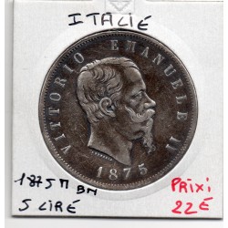 Italie 5 Lire 1875 M BN TTB,  KM 8 pièce de monnaie