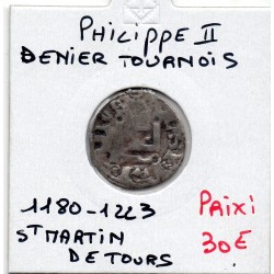 Denier de Saint Martin de Tour Philippe II (1180-1223) pièce de monnaie royale