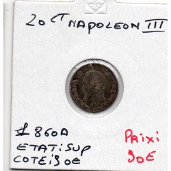 20 centimes Napoléon III tête nue 1860 A Paris Sup, France pièce de monnaie
