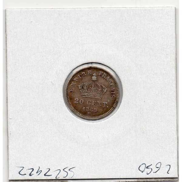 20 centimes Napoléon III tête laurée 1868 BB Strasbourg Sup-, France pièce de monnaie