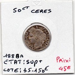 50 centimes Cérès 1888 A Paris Sup+, France pièce de monnaie