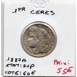 1 Franc Cérès 1887 Sup, France pièce de monnaie