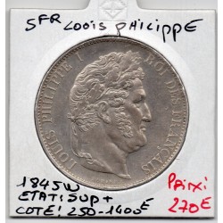 5 francs Louis Philippe 1845 W Lille Sup+, France pièce de monnaie