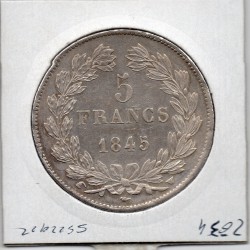5 francs Louis Philippe 1845 W Lille Sup+, France pièce de monnaie