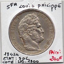 5 francs Louis Philippe 1847 A Paris Sup+, France pièce de monnaie