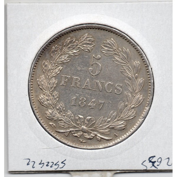 5 francs Louis Philippe 1847 A Paris Sup+, France pièce de monnaie