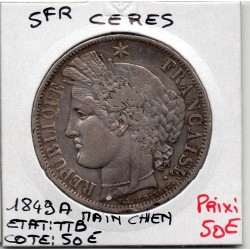 5 francs Cérès 1849 A Paris TTB, France pièce de monnaie