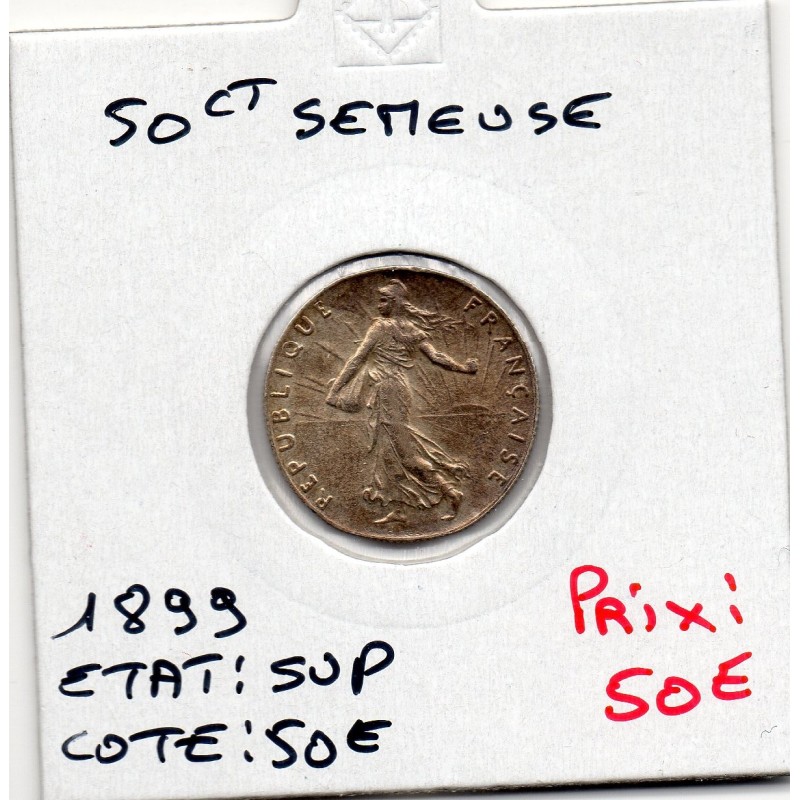 50 centimes Semeuse Argent 1899 Sup, France pièce de monnaie