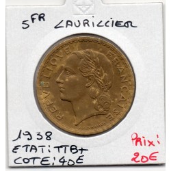 5 francs Lavrillier 1938 TTB, France pièce de monnaie