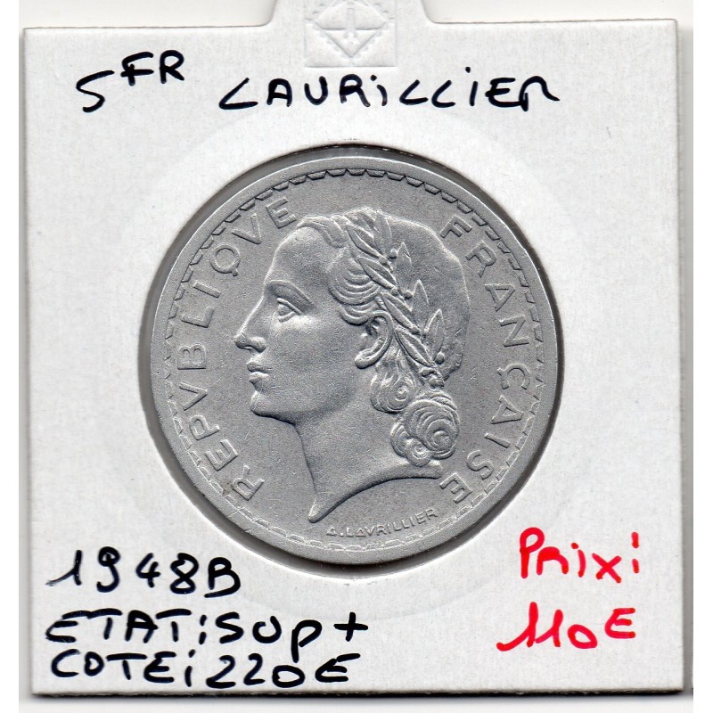 5 francs Lavrillier 1948 B Beaumont Sup+, France pièce de monnaie